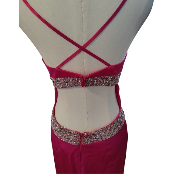 Sean Couture Barbie Paris Pink Backless Low Cut Sequin Prom Gown Size Small - Picture 6 of 10